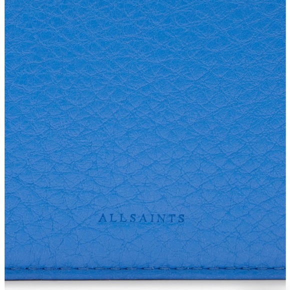 NWT AllSaints Fetch Leather Blue Wallet on Chain silver chain - Picture 5 of 8